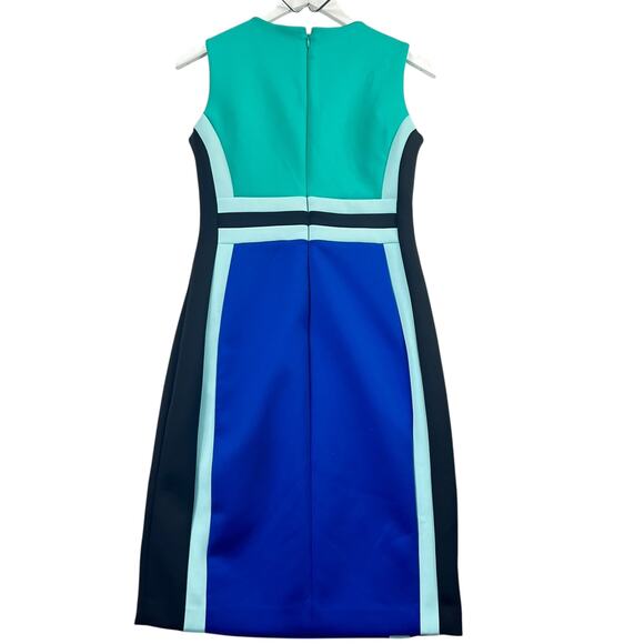 Calvin Klein Sleeveless Color-Block Sheath Dress 4 Green Blue Sleeveless Fitted - Picture 7 of 13